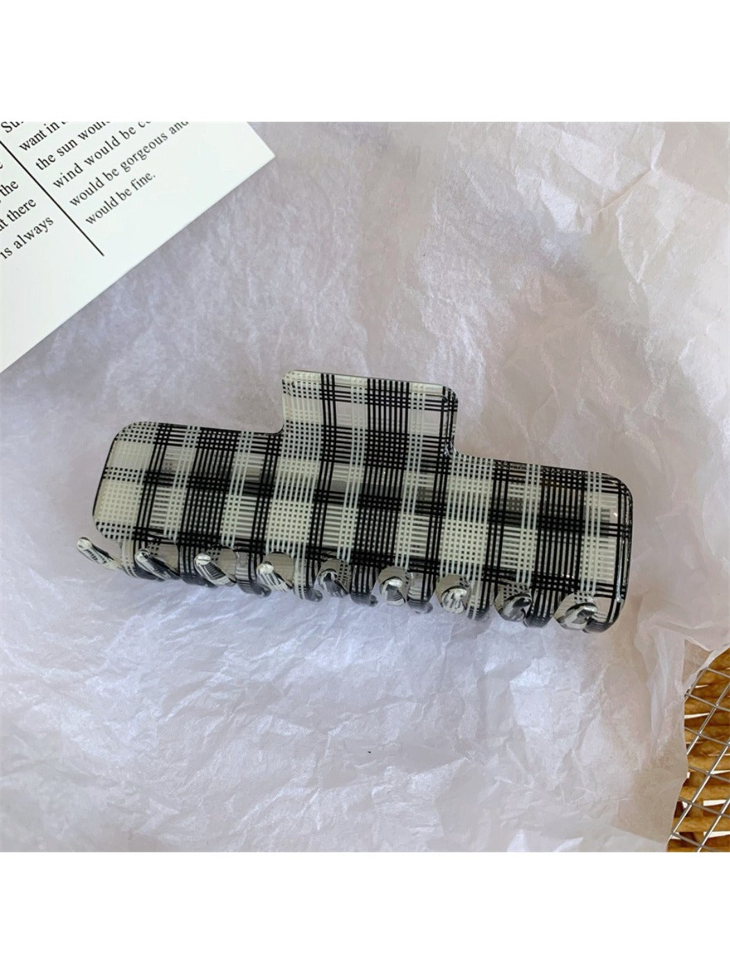 Beau - Vintage Plaid Acetate Hair Claw Clip