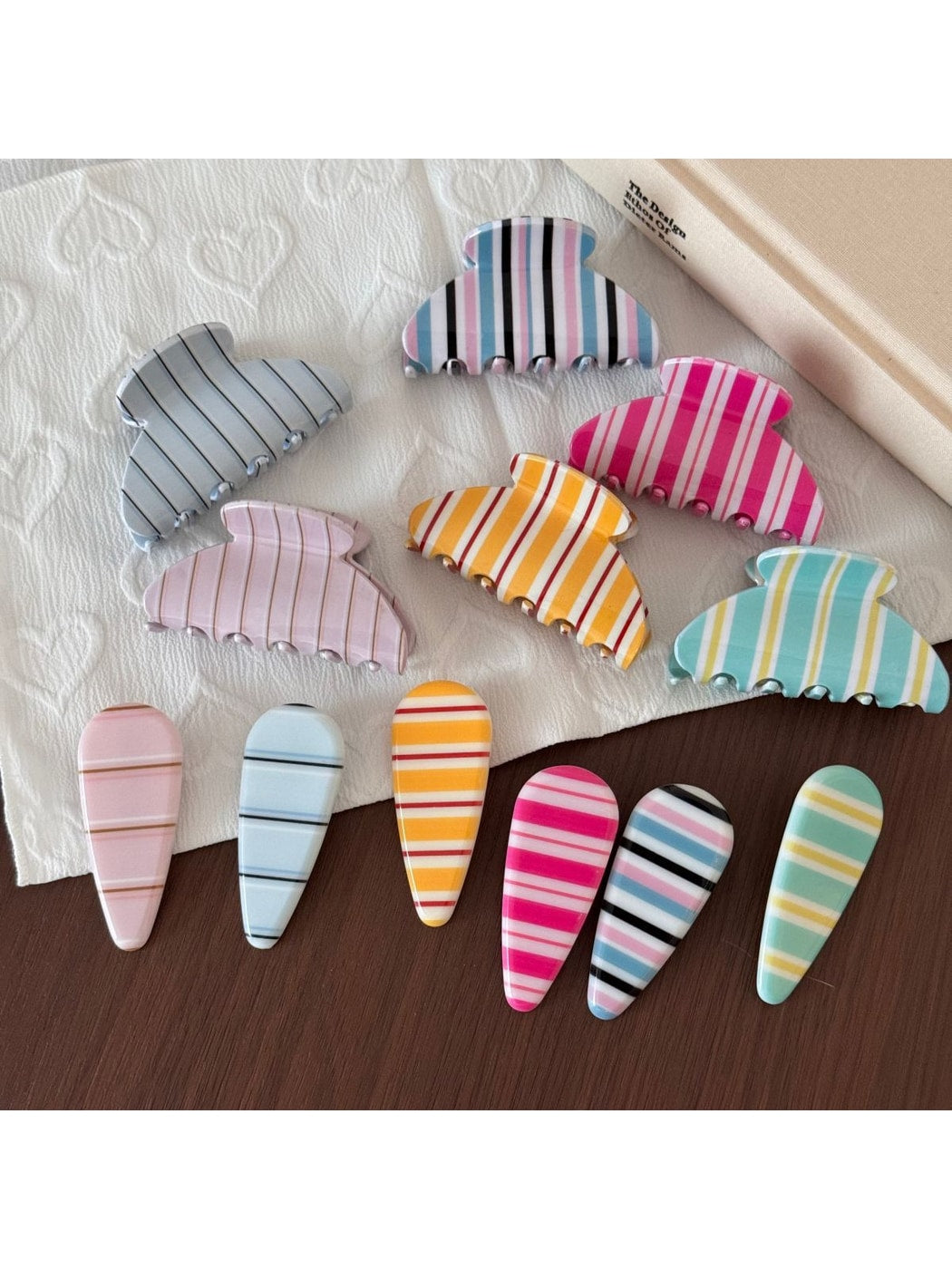 Beau - Colorful Stripe Pattern Acrylic Claw Clip