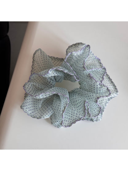 Gifty - Ruffled Polka Dot Sheer Look Scrunchie