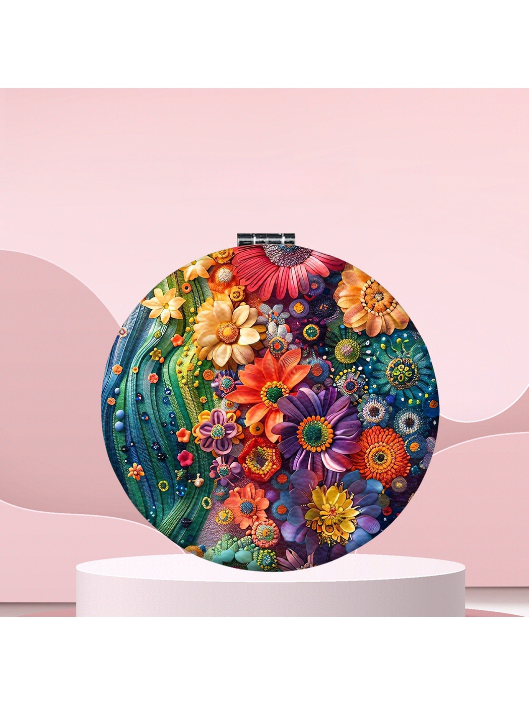 Mirroray - Floral Print Foldable Handheld Tabletop Mirror
