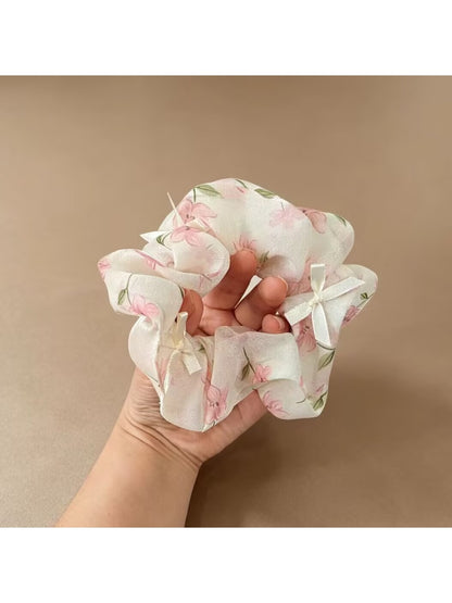 Gifty - Floral Butterfly Bow Polyester Scrunchie