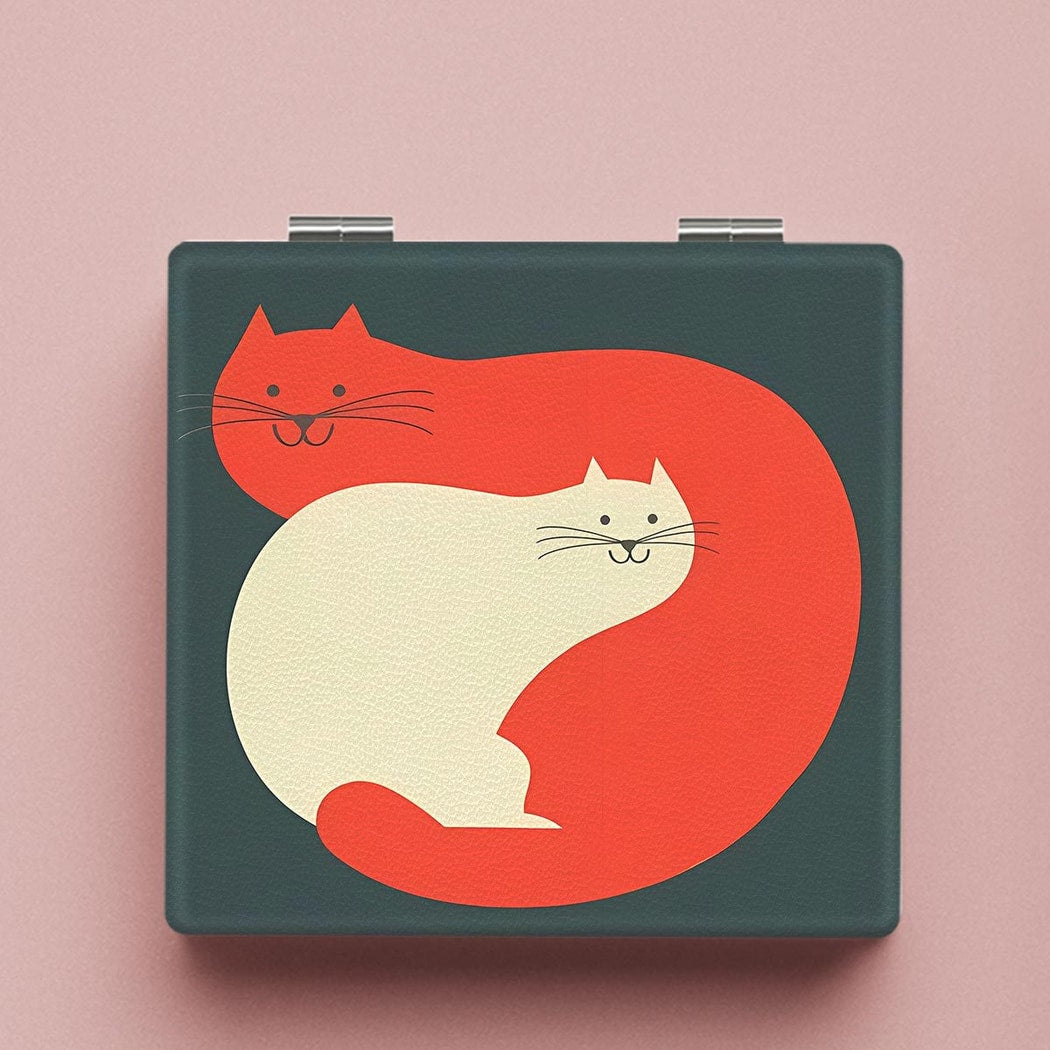 Mirroray - Cartoon Cat Print Folding Makeup Mirror