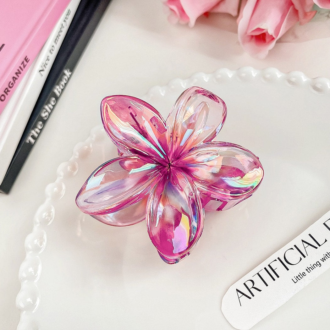 Beau - Iridescent Flower Design Claw Clip