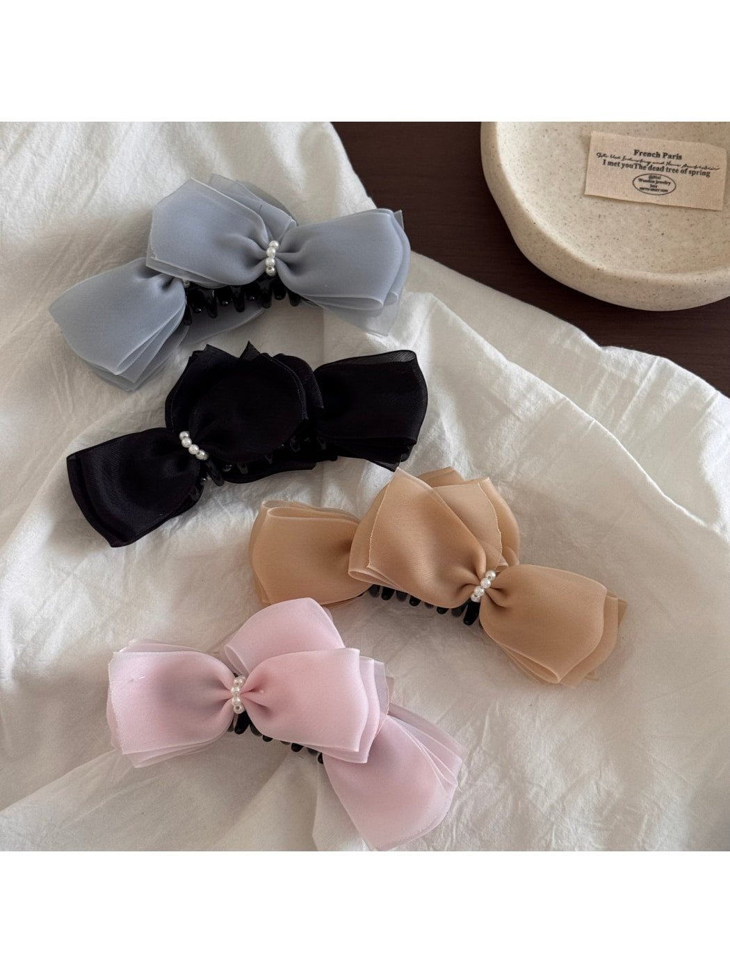 Beau - Layered Double Bow Banana Clip