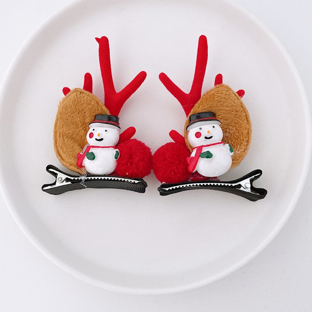 Beau - Christmas Deer Antler Glitter Bow Hair Clip