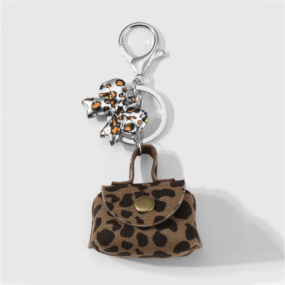 Keypus - Y2K Leopard Print Bow Charm Keychain