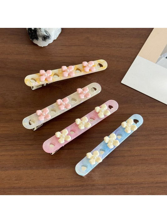 Beau - Sweet Floral Acetate Side Bangs Hair Clip