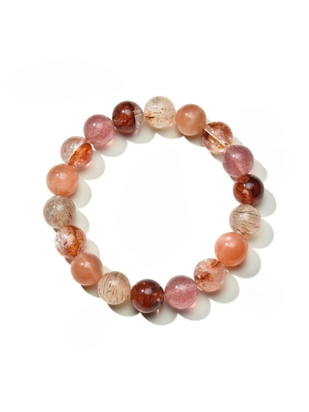 Lovra bracelet with sparkling multicolored crystals arranged in a pattern on a white surface