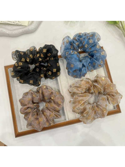 Gifty - Double Layer Organza Bow Hair Tie Crystal