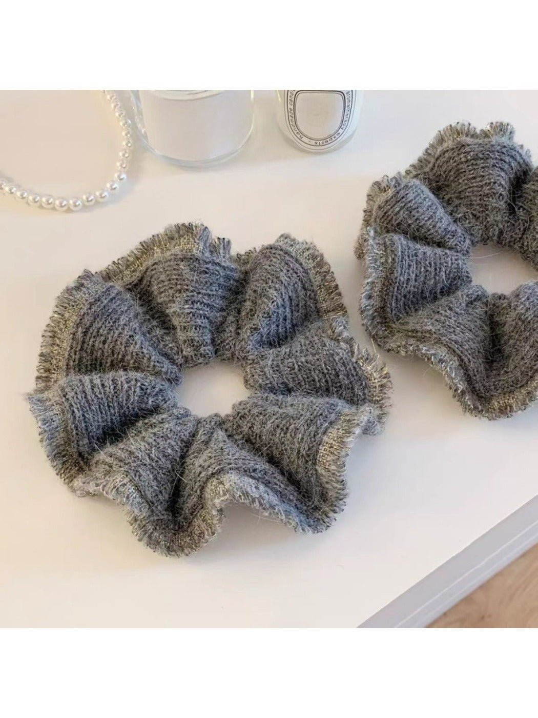 Gifty - Winter Gray Gathered Scrunchies