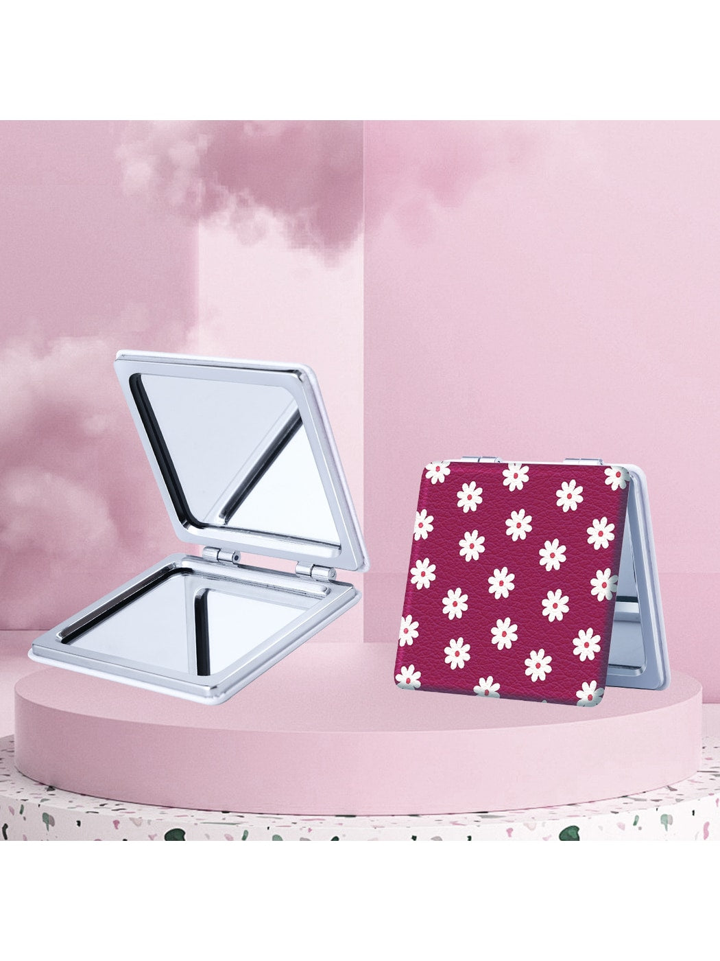 Mirroray - Floral Pattern Foldable Makeup Mirror