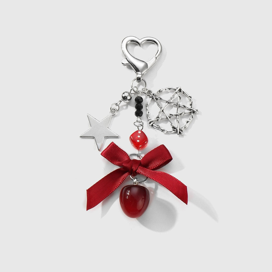 Keypus - Red Bow and Star Pendant Keychain