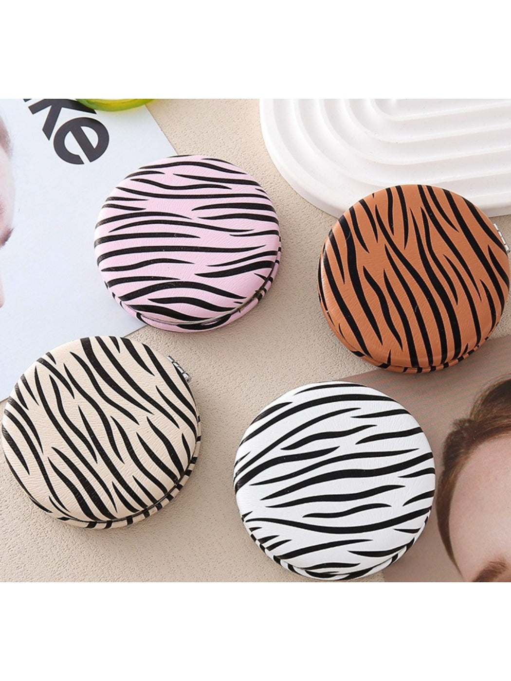 Mirroray - Minimalist Zebra Print Folding Makeup Mirror