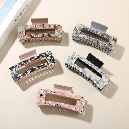 Beau - Floral Print Rectangle Acetate Hair Claw Clip