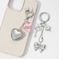 Keypus - Silver Key Heart Bow Alloy Bag Charm Keychain