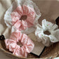Gifty - Daisy Embroidered Scalloped Edge Scrunchie