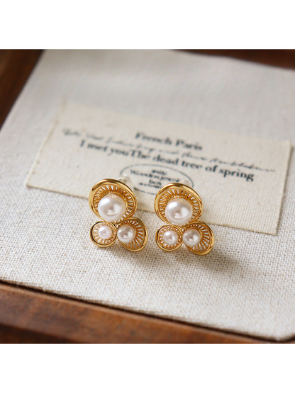 Earedge - Heart Detail Plated Fashion Stud Earrings
