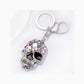 Silver-tone multicolor faceted skull keychain