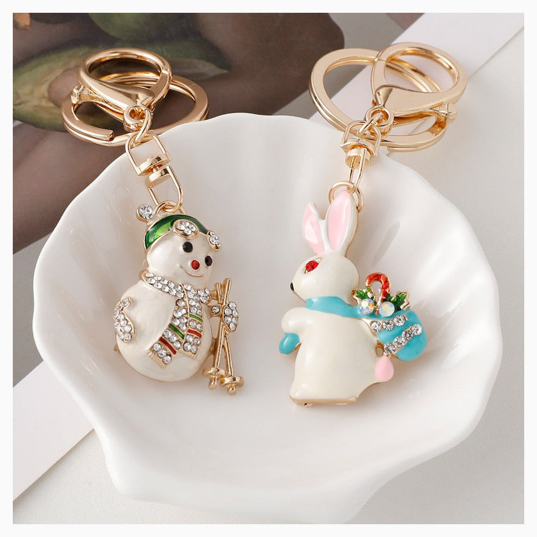 Snowman and rabbit Christmas keychains