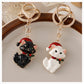 Black and white Christmas cat keychains with lobster clasps