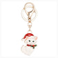 White Christmas cat keychain on white background