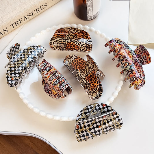 Beau - Geometric Pattern PVC Half Moon Claw Clip