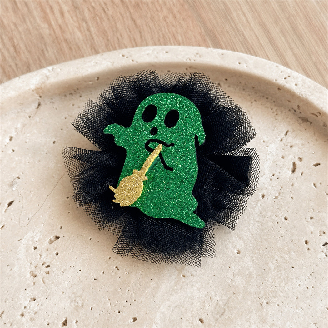Green ghost Halloween tulle hair clip