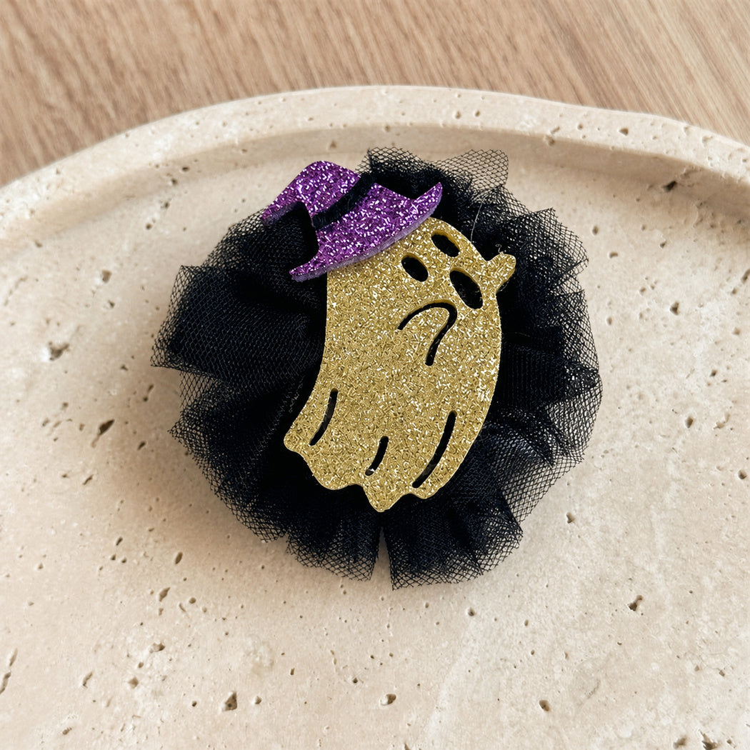 Gold ghost Halloween tulle hair clip