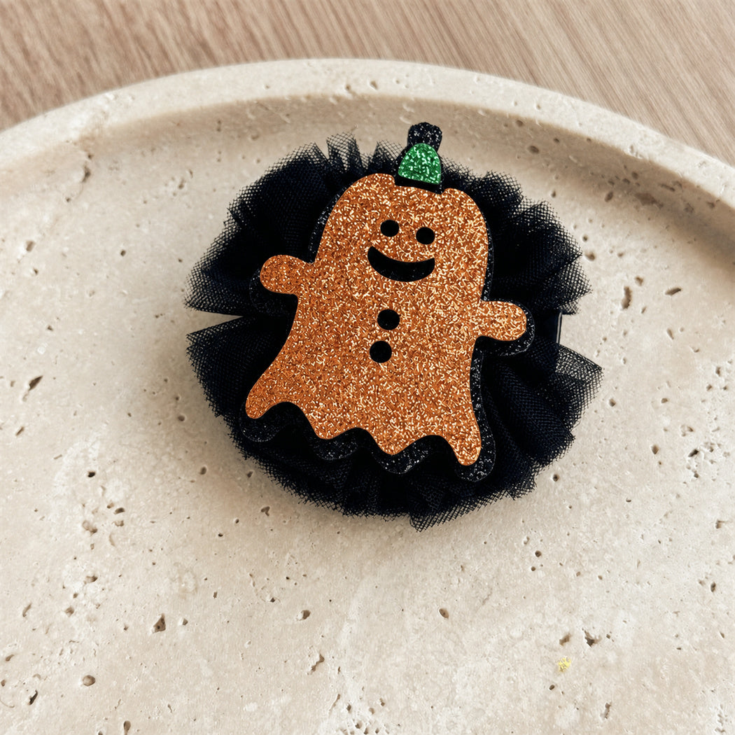 Orange ghost Halloween tulle hair clip
