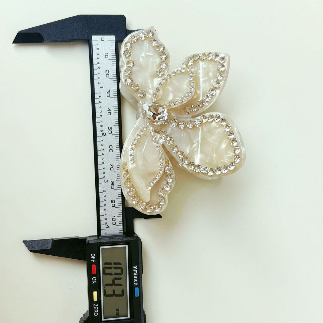 Beau - Alloy Trim Flower Acetate Hair Claw Clip