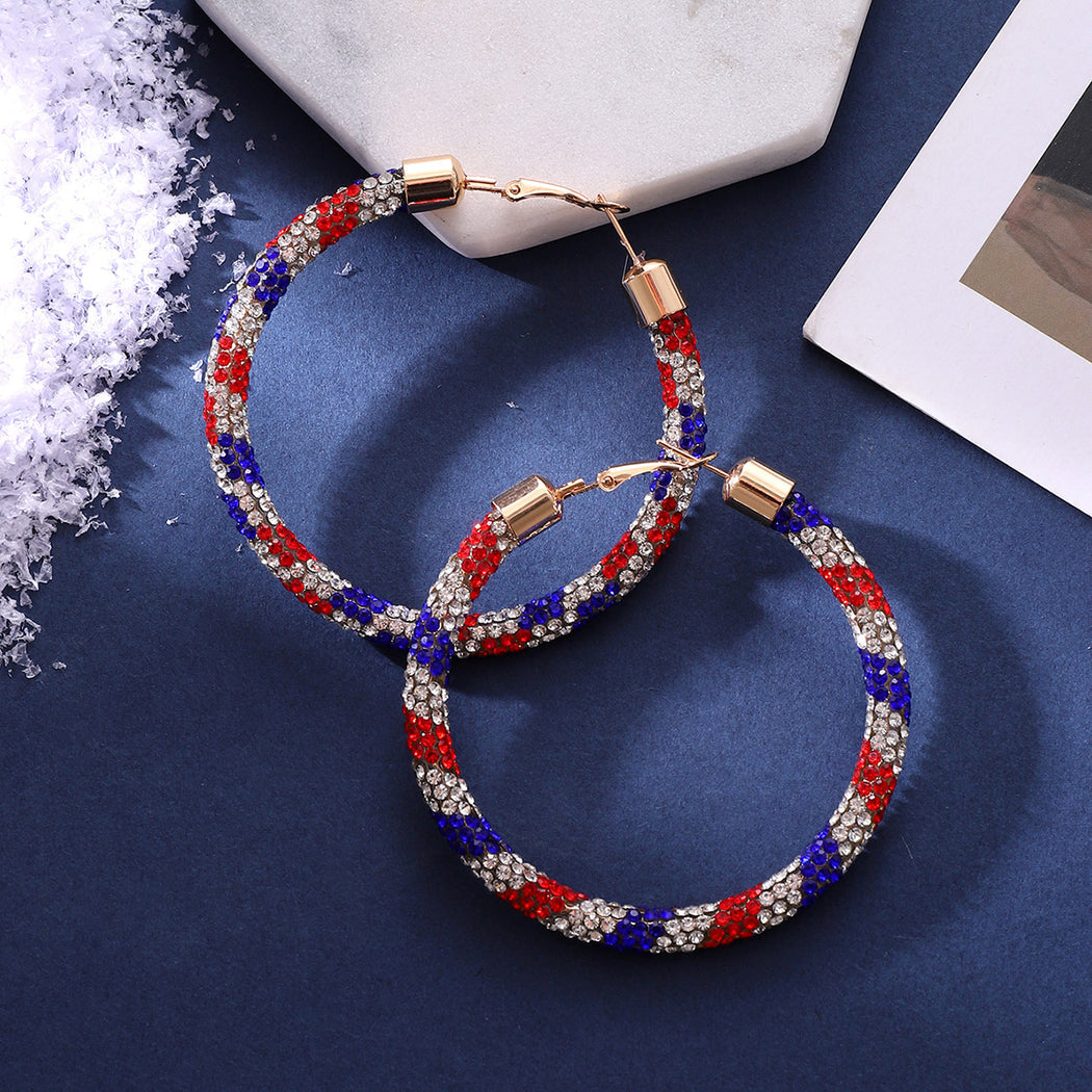 Earedge - Multicolor Rhinestone Hoop Earrings
