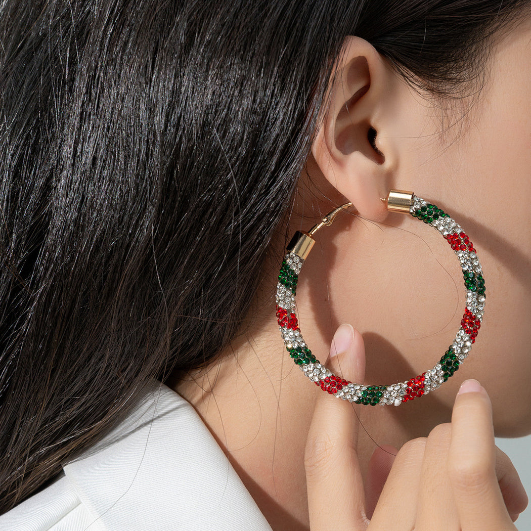 Earedge - Multicolor Rhinestone Hoop Earrings