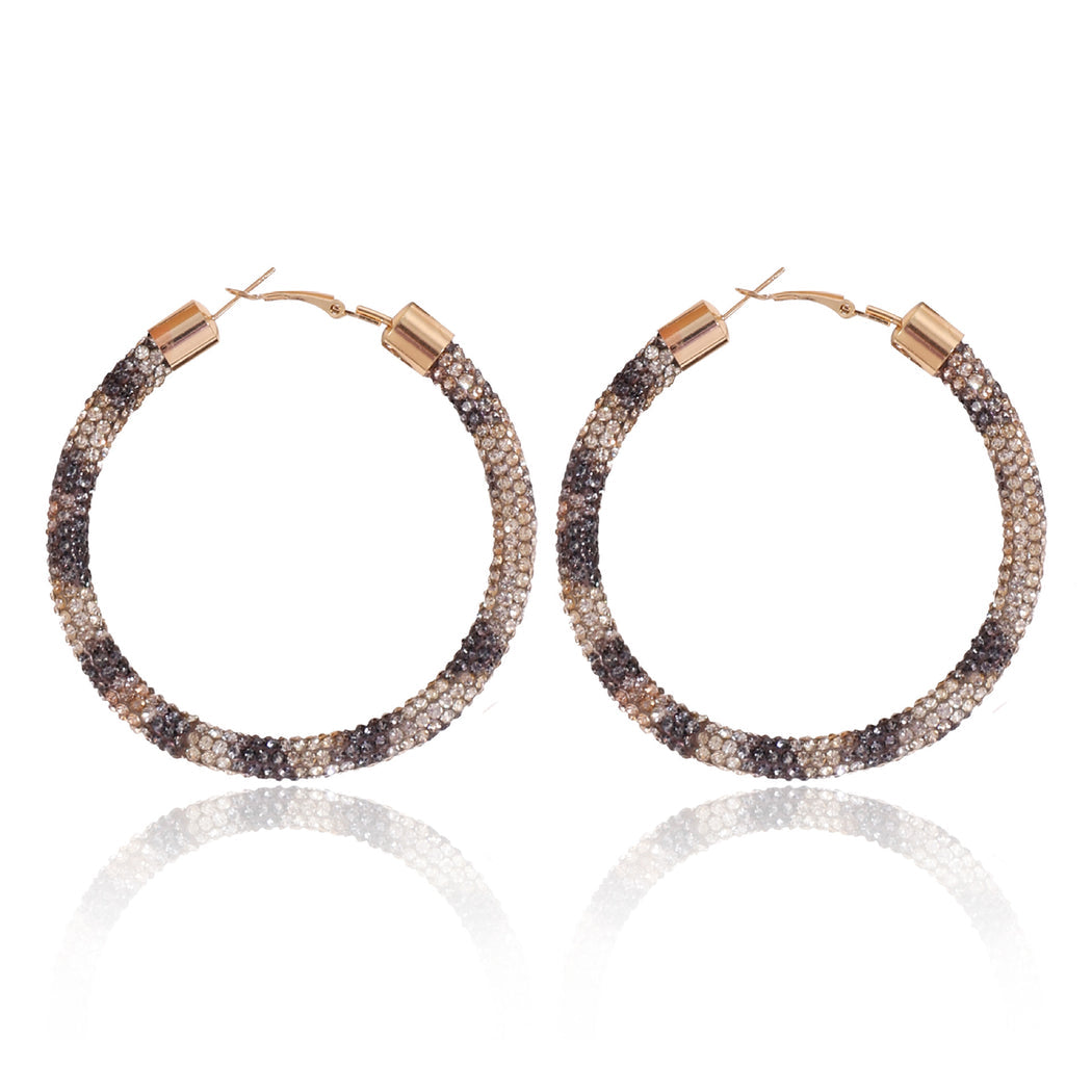 Earedge - Multicolor Rhinestone Hoop Earrings