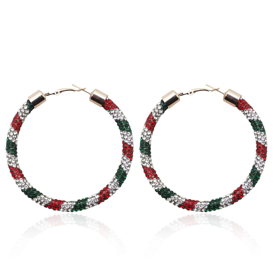 Earedge - Multicolor Rhinestone Hoop Earrings