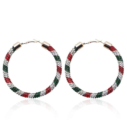 Earedge - Multicolor Rhinestone Hoop Earrings