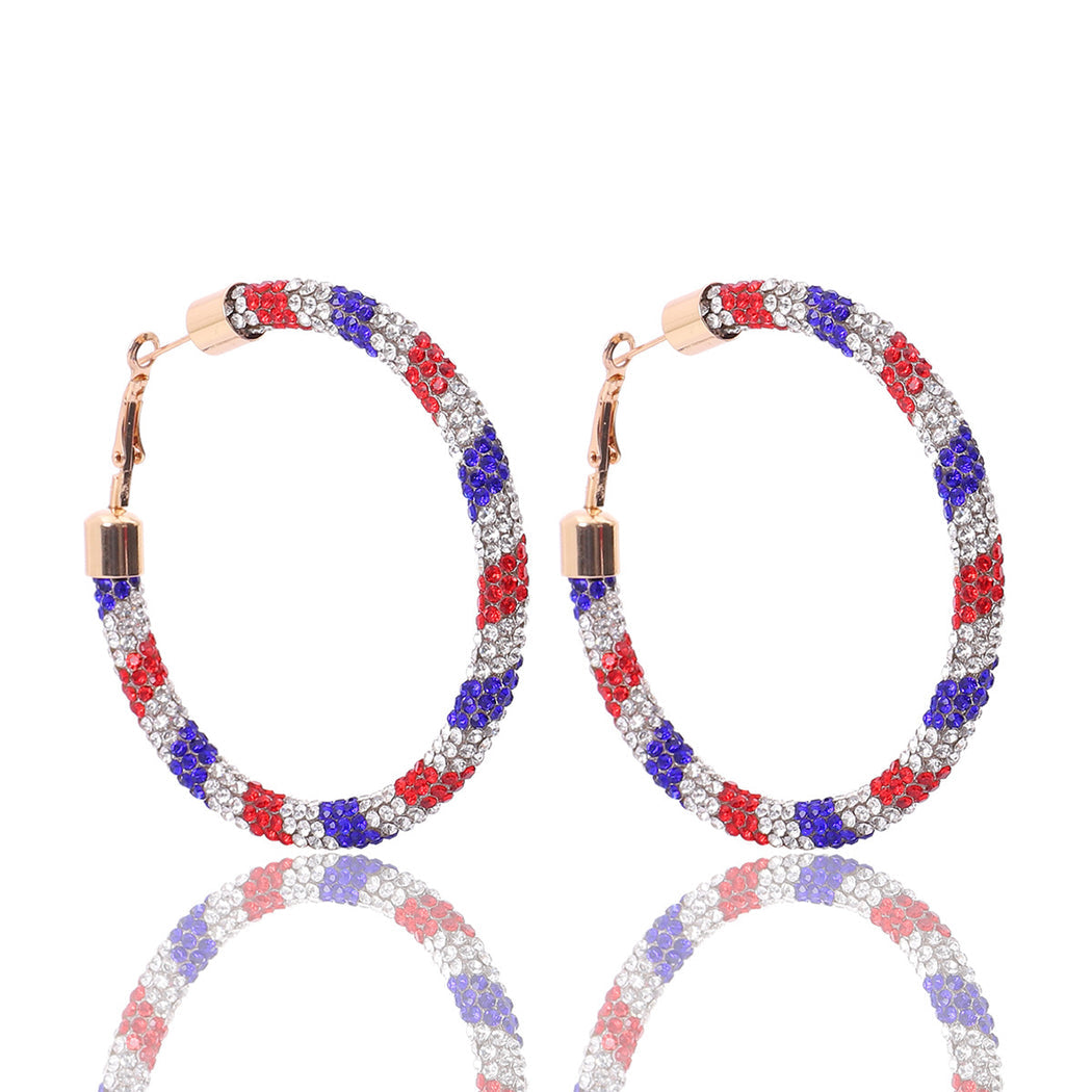 Earedge - Multicolor Rhinestone Hoop Earrings
