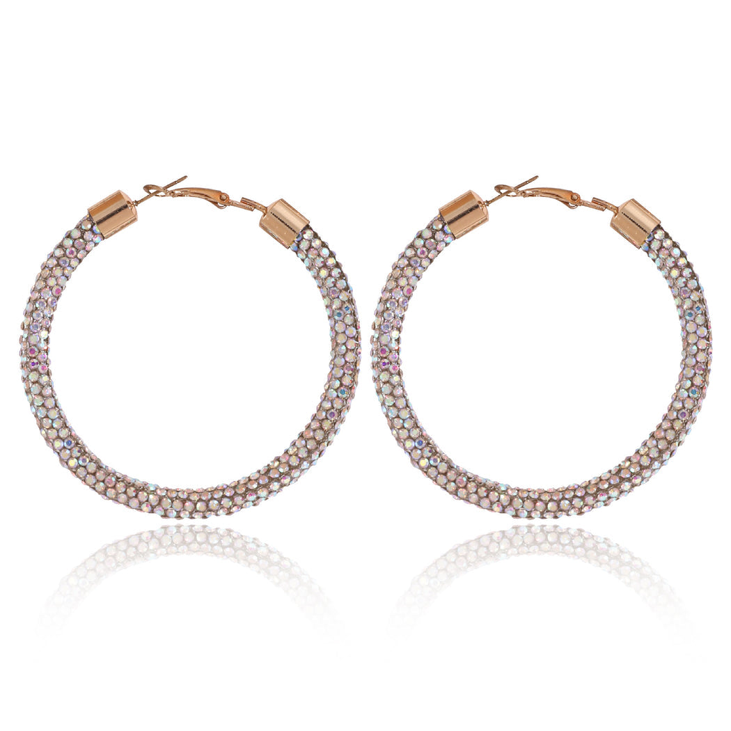 Earedge - Multicolor Rhinestone Hoop Earrings