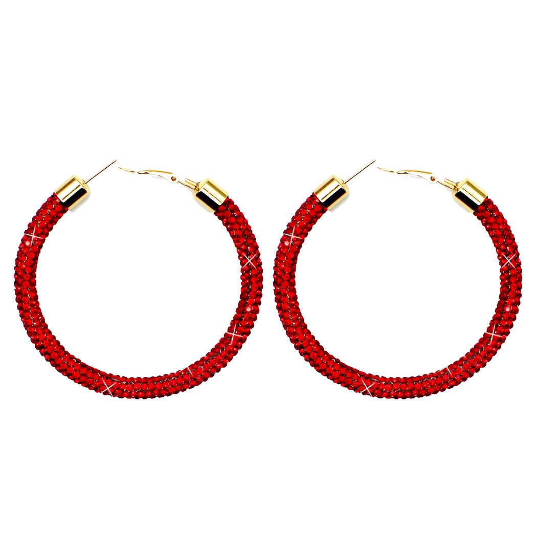 Earedge - Multicolor Rhinestone Hoop Earrings