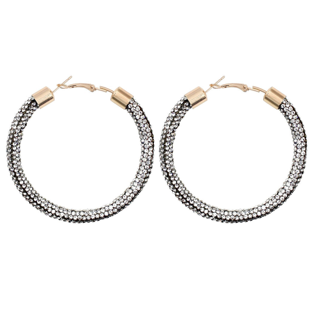 Earedge - Multicolor Rhinestone Hoop Earrings