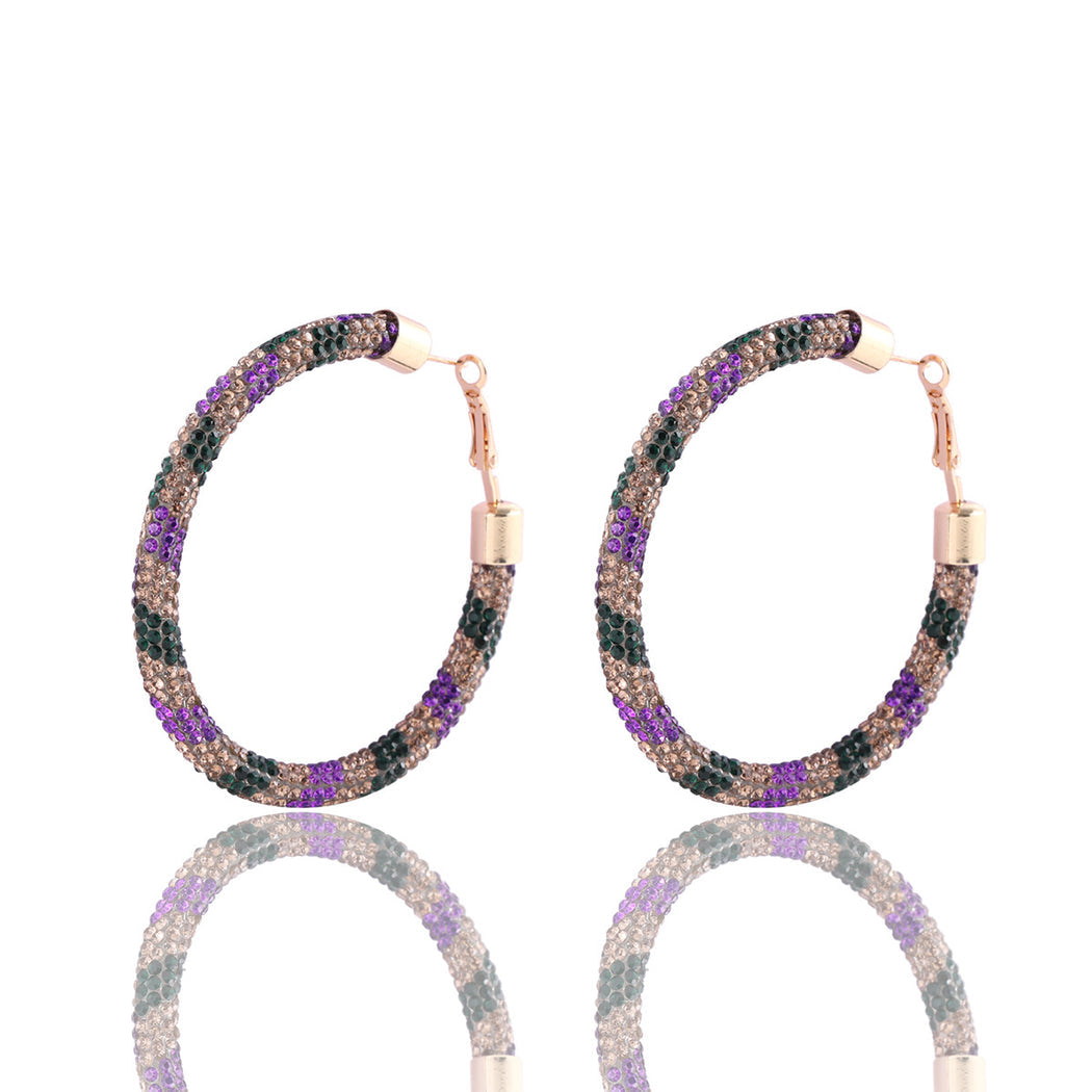 Earedge - Multicolor Rhinestone Hoop Earrings