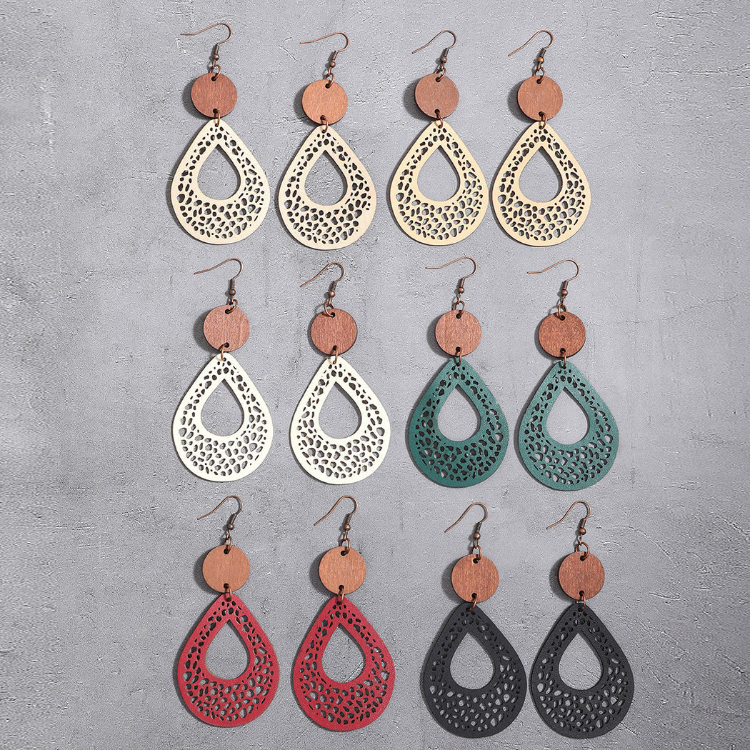 Earedge - Openwork Teardrop Drop Earrings