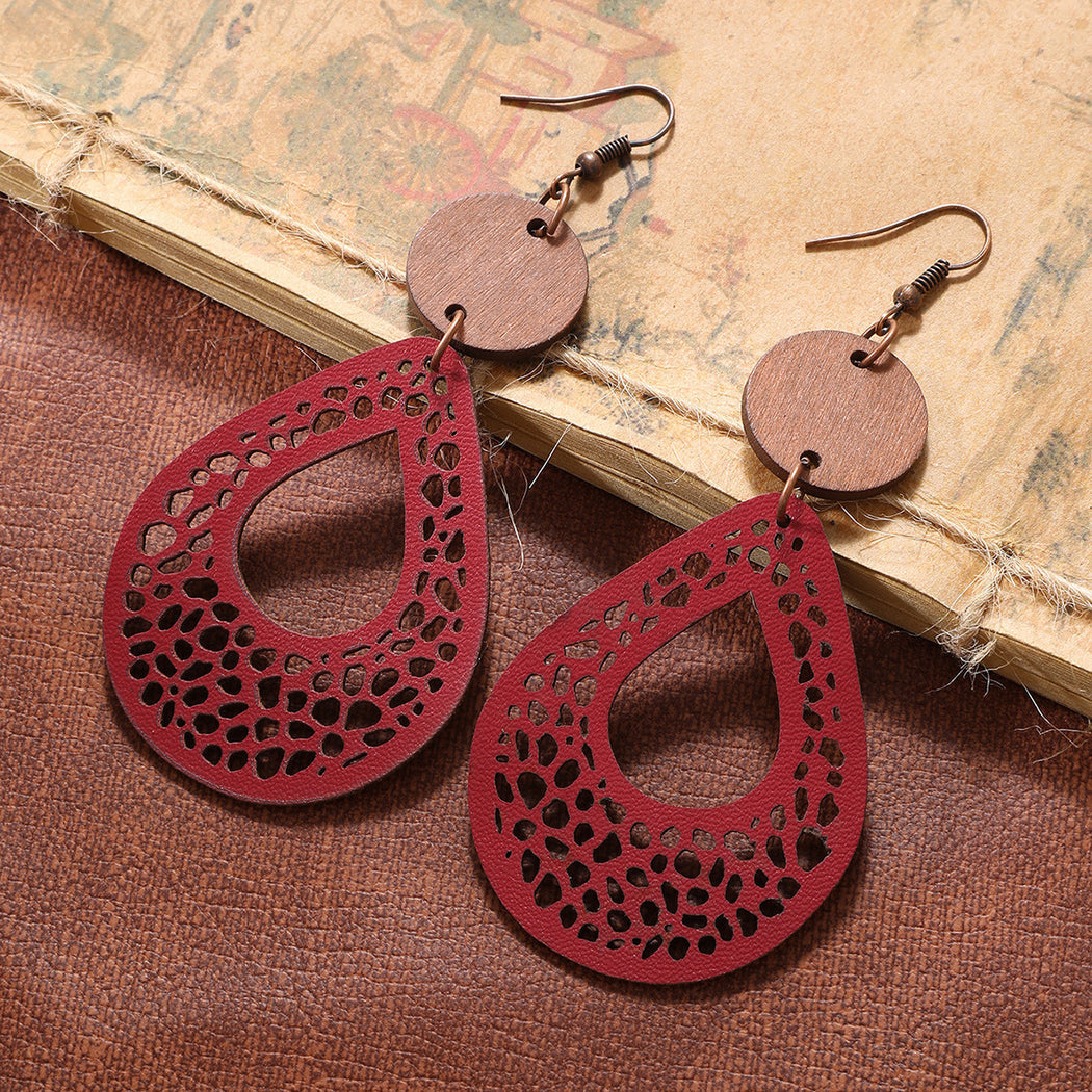Earedge - Openwork Teardrop Drop Earrings