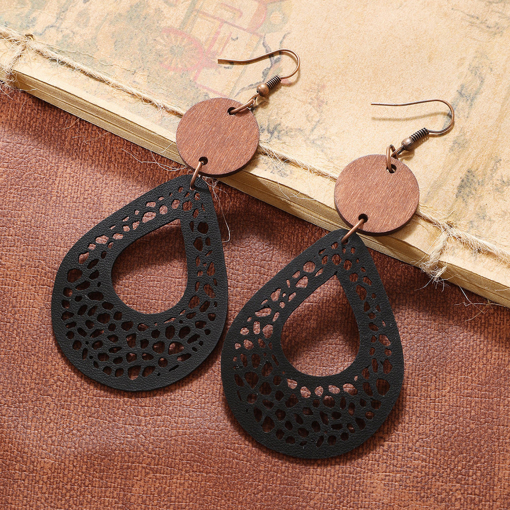 Earedge - Openwork Teardrop Drop Earrings