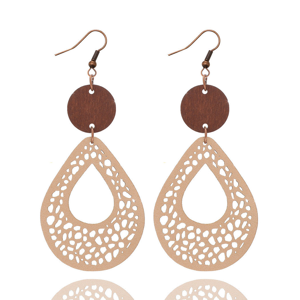 Earedge - Openwork Teardrop Drop Earrings