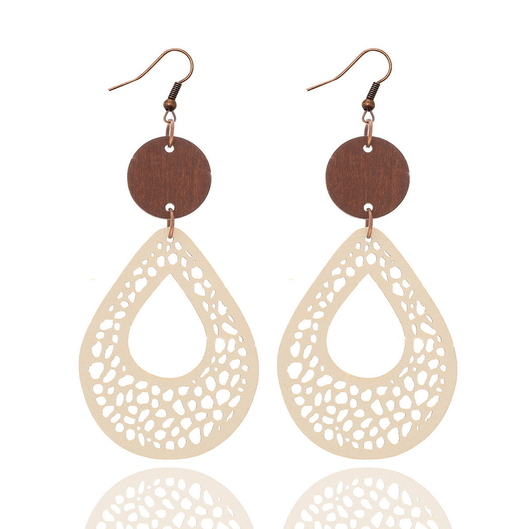 Earedge - Openwork Teardrop Drop Earrings