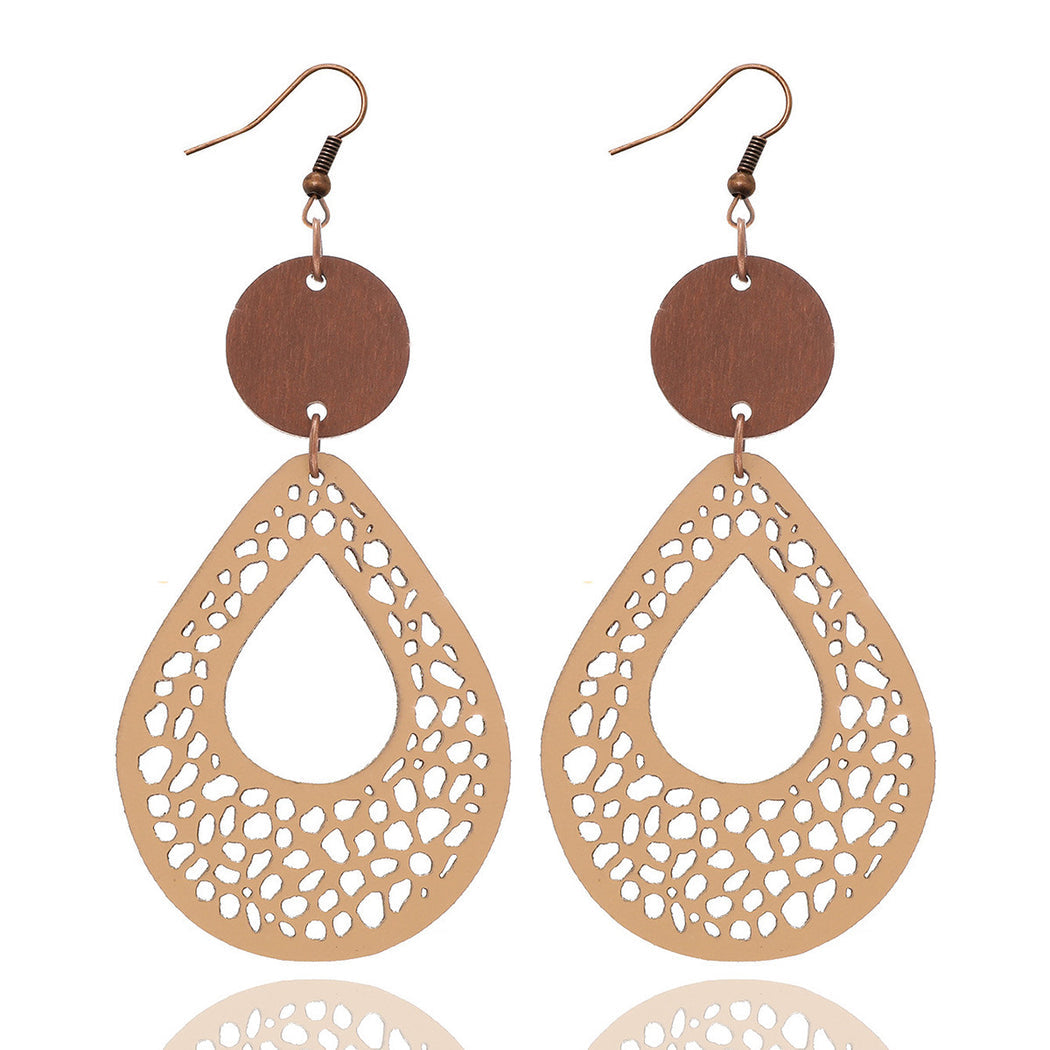 Earedge - Openwork Teardrop Drop Earrings