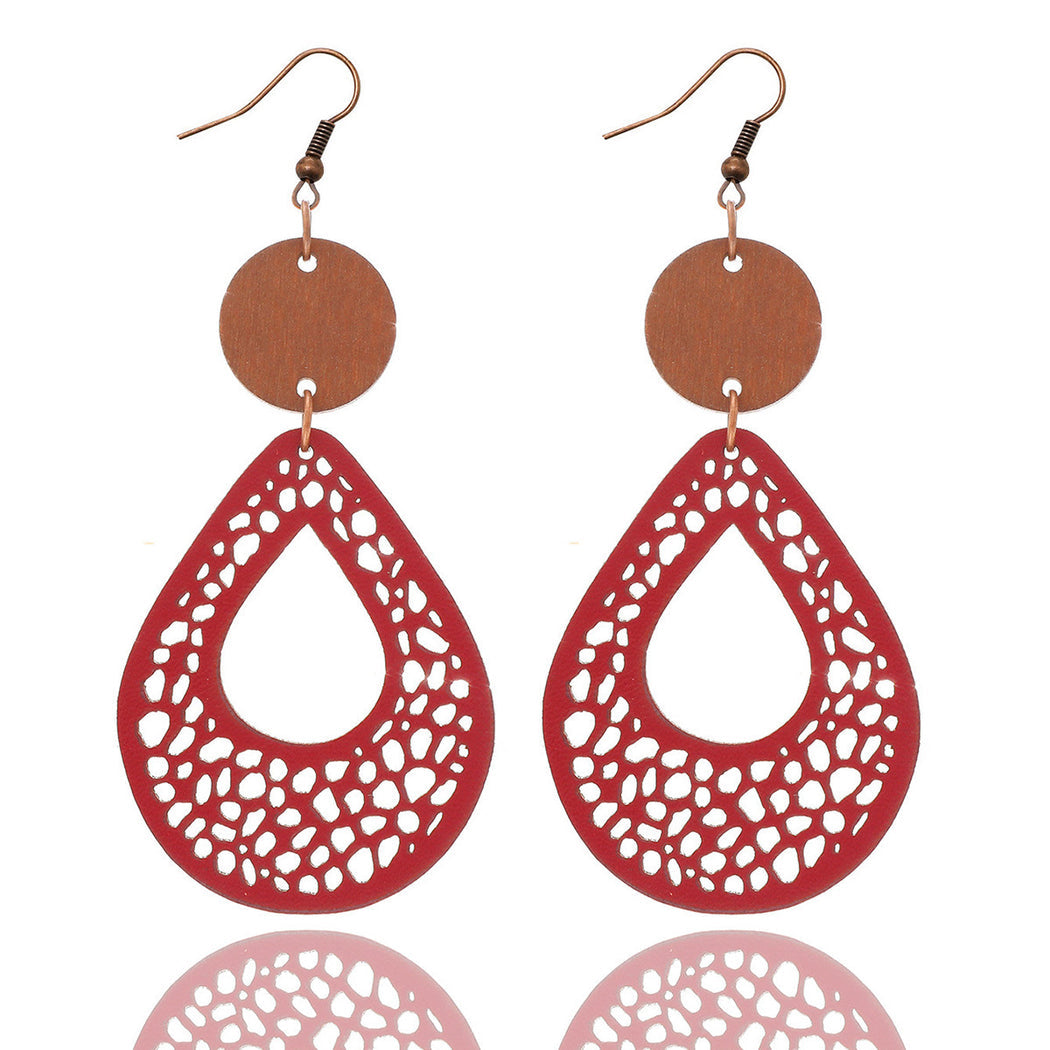 Earedge - Openwork Teardrop Drop Earrings