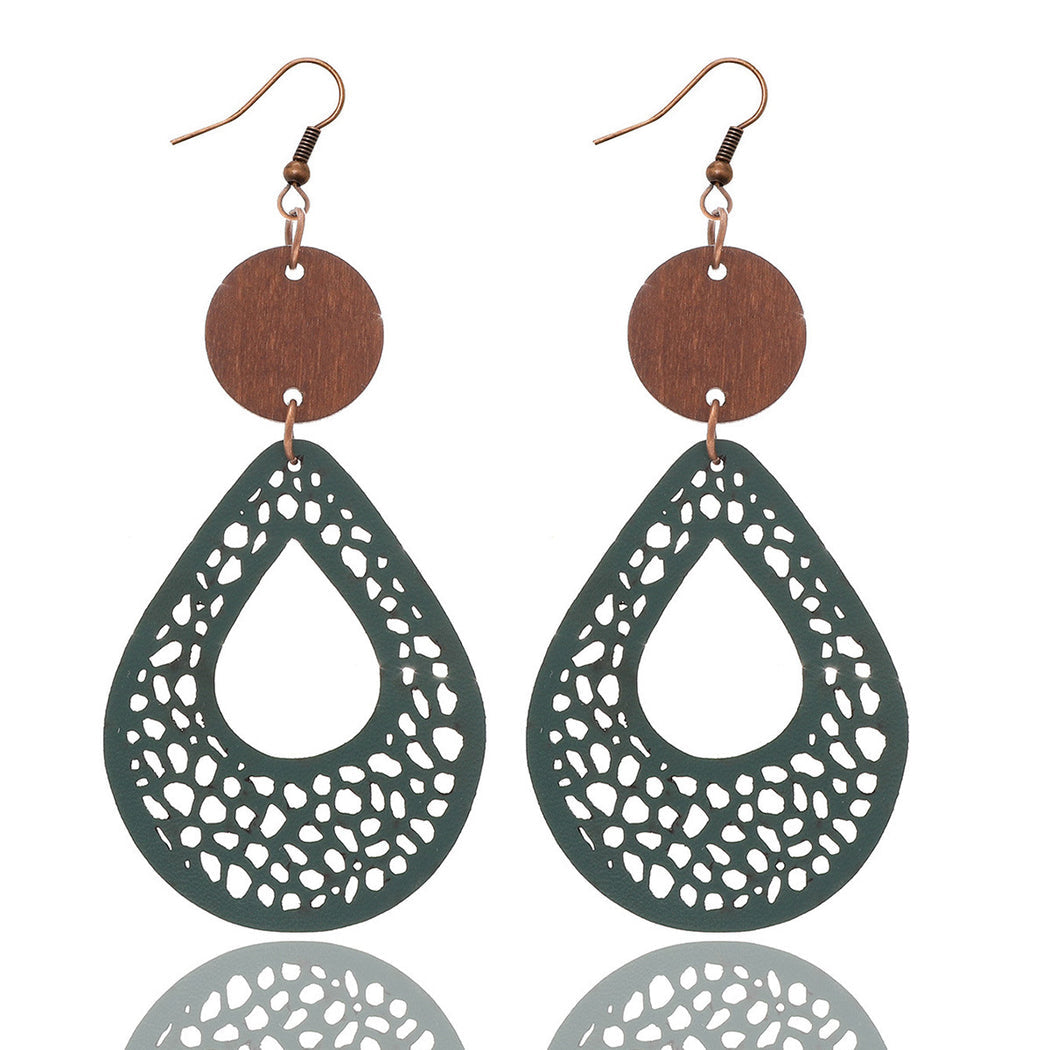 Earedge - Openwork Teardrop Drop Earrings
