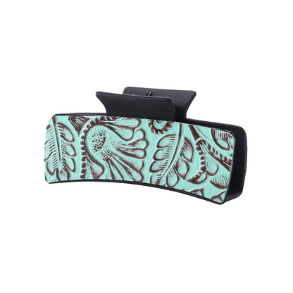 Mint floral hair claw on white background