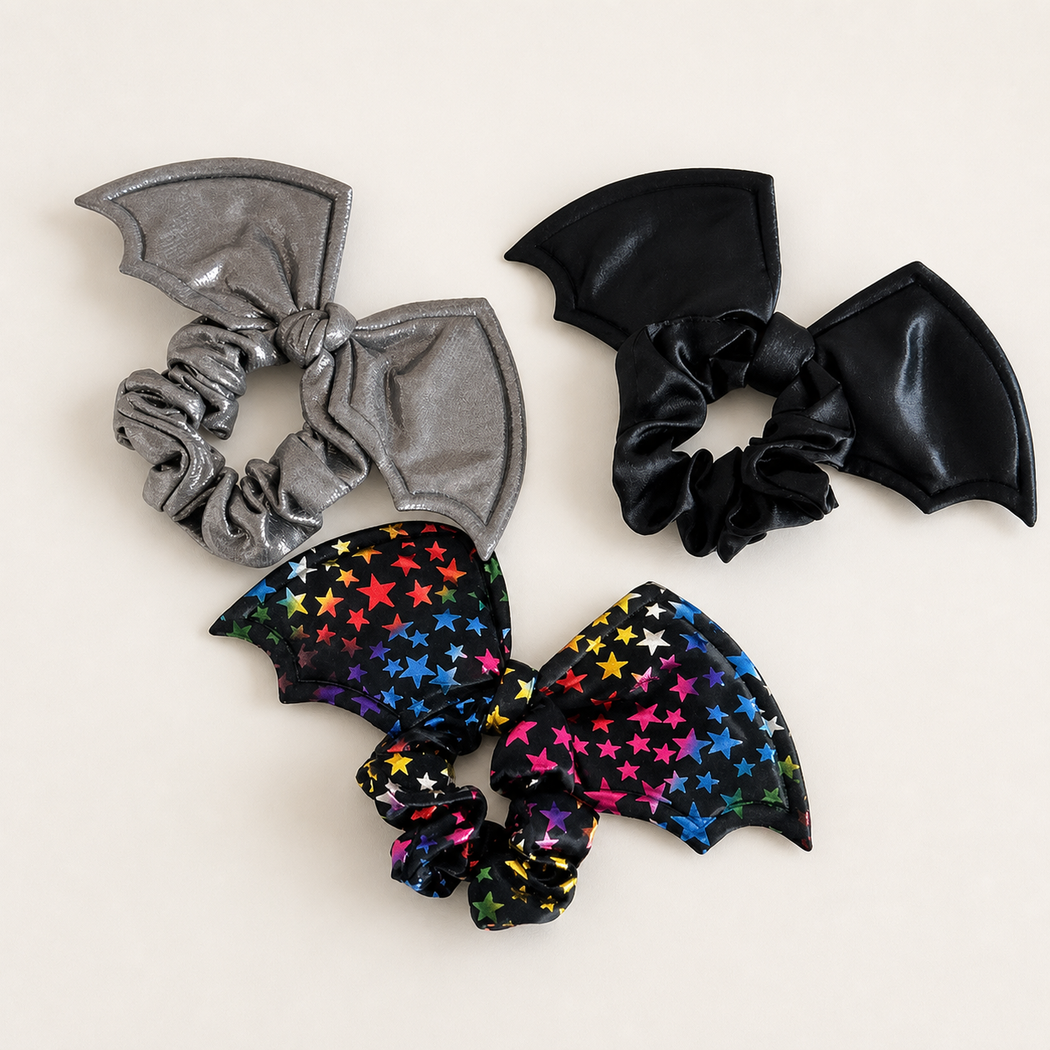 Halloween Bat Bow Scrunchie Set showing multiple available variants